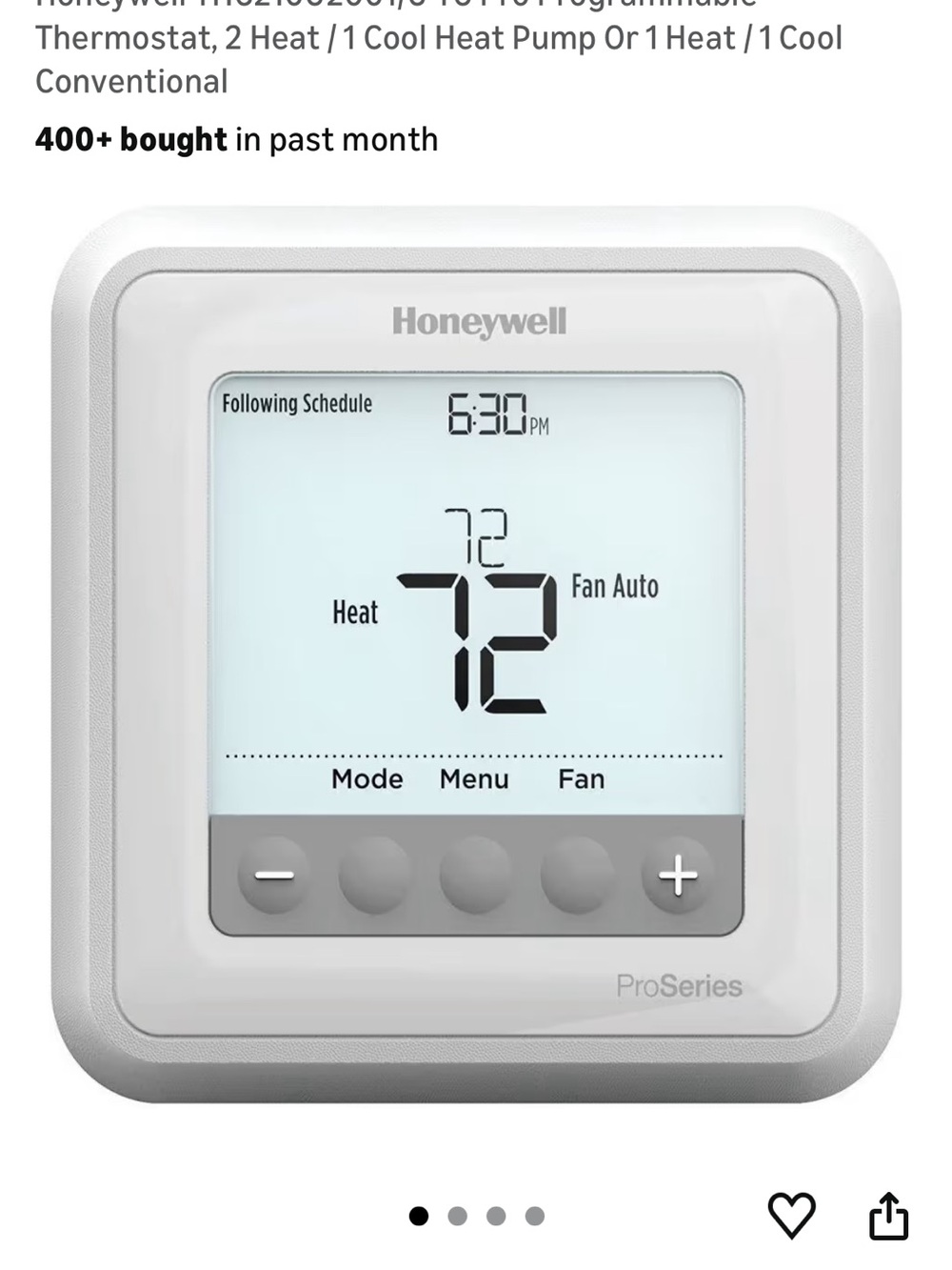 Two Honeywell ProSeries Digital Thermostat - White